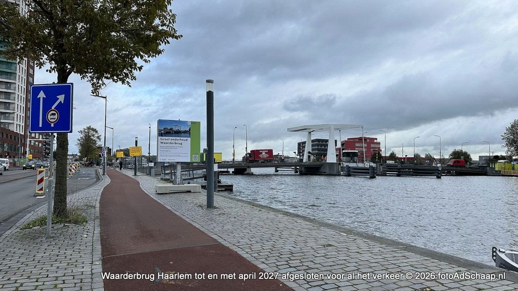 Waarderbrug Haarlem tot en met april 2027 afgesloten voor al het verkeer. Waarderbrug Haarlem tot en met april 2027 afgesloten voor al het verkeer.