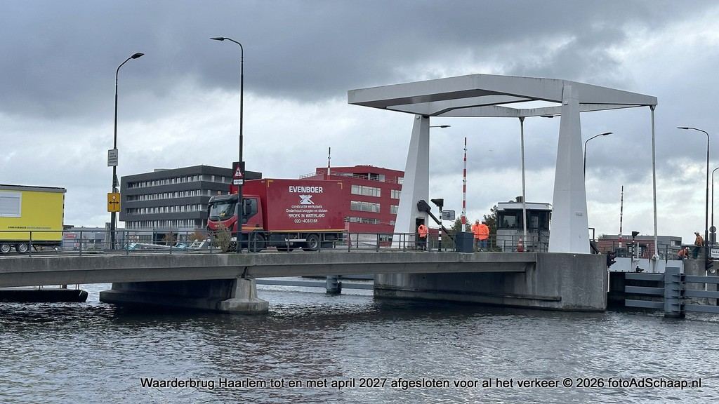 Waarderbrug Haarlem tot en met april 2027 afgesloten voor al het verkeer. Waarderbrug Haarlem tot en met april 2027 afgesloten voor al het verkeer.